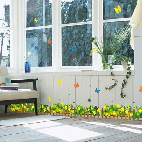 Aufkleber mit grünem Blatt- und Blumenmuster für Wohnzimmer, Schlafzimmer, Hintergrund, Wanddekoration (AY926) (1/5)