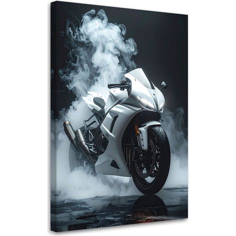 Cuadro sobre Lienzo, Motocicleta deportiva blanca, 20x30 (1/5)