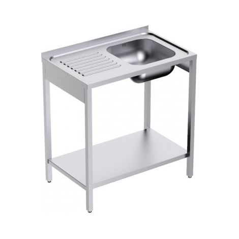 Plonge Inox avec Bâti et Etagère Profondeur 500 Egouttoir Gauche - Distform