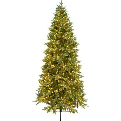 Albero di Natale Artificiale Verde Le Stelle Courmayeur H 180cm x L 95cm Slim con 1500 Luci Led Incorporate 1870 Rami