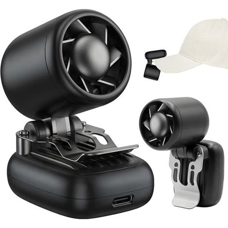 Ventilateur de chapeau avec pince - Noir - Mini ventilateur de chapeau mains libres 3 en 1 - Ventilateur portable à pince avec 3 vitesses (1/5)