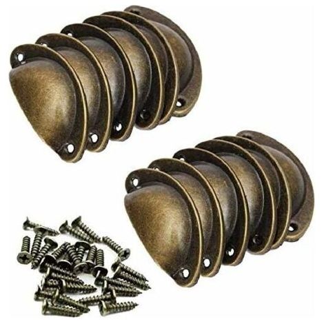 Poignée Coquille Rétro Poignee de Meuble Vintage Bouton Tiroir Poignée avec 24 Vis pour Placards Armoire Commode Tiroirs -12Pcs (1/4)