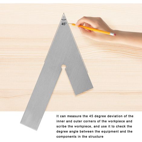 Règle d'angle à 45° pour onglet, jauge à base large, outil de mesure menuiserie 150x100mm (1/5)