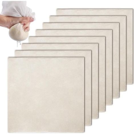 Lot de 8 étamines réutilisables 50 x 50 cm, pour filtrer les jus, le fromage, les noix, les boissons (1/5)