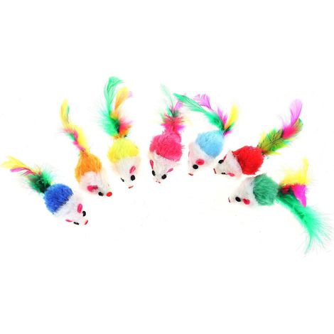lot De 7 Souris Jouets  Fourrure Couleurs Alatoires (1/5)
