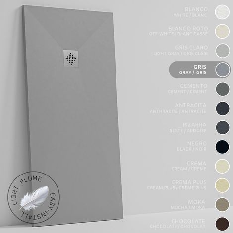 SOULHOME Piatto Doccia in Resina Alleggerita texture Ardesia -Colore Grigio - 60X60 cm Ultrapiatto Include Piletta di scarico e Griglia (1/5)