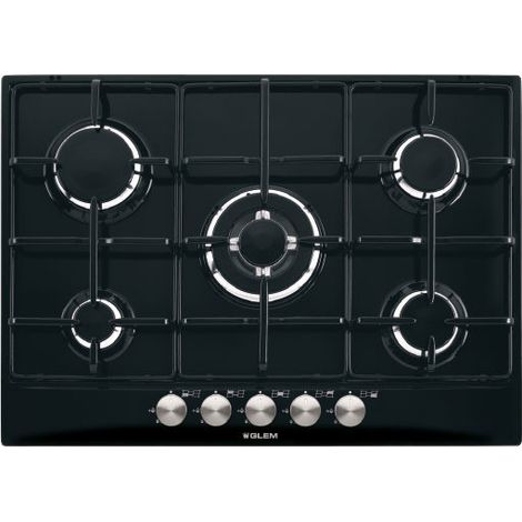 Glem Gas GT755BK Noir Intégré 70 cm Gaz 5 zone(s)