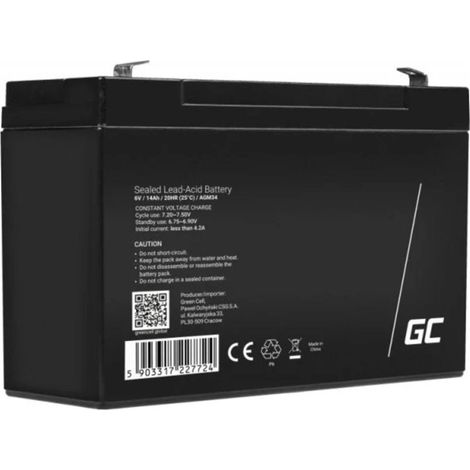Green Cell AGM34 batería para sistema ups Sealed Lead Acid (VRLA) 6 V 14 Ah (1/5)