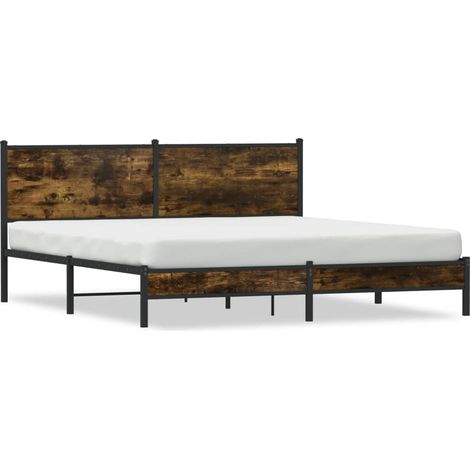 Lit Double - Lit Contemporain - Cadre de lit en métal chêne fumé 183x213 cm fr28591 (1/5)