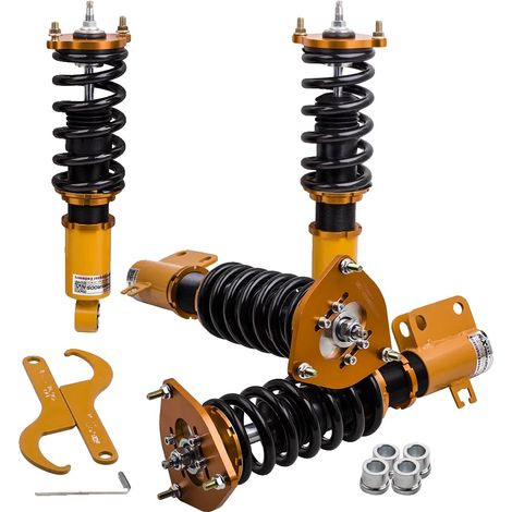 Suspensión coilover, 24 posiciones ajustables, rigidez del muelle delantero 9 kg/mm, rigidez del muelle trasero 12 kg/mm, longitud 63 cm, ancho 51 cm. (1/5)