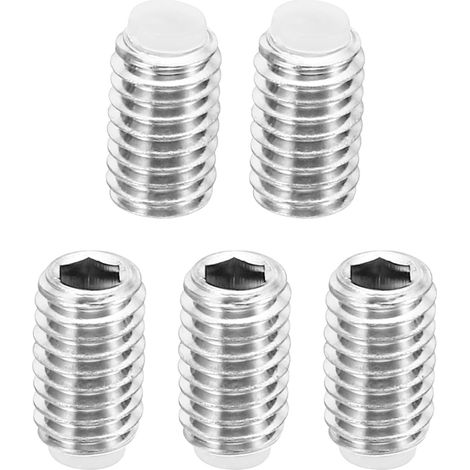 M6x10mm Nylon Pointe Sans-tête Vis, 5 Paquet Métrique Hex Douille Tête Coupe pointe Anti Glissement Ensemble Vis Interne Hex Matériel d'entraînement, 304 Inox Acier (1/5)
