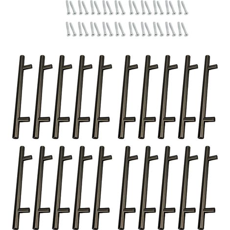 20 poignées armoire inox cuisine tiroir – Chambre placard armoire rond creux noir, quincaillerie (1/4)