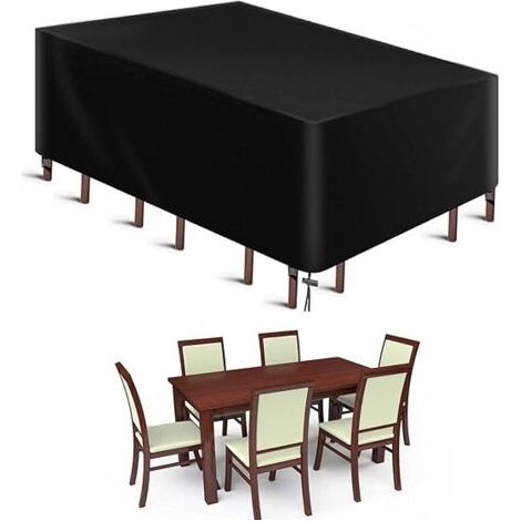 Housse Salon de Jardin, 420D Oxford Tissu Housse Table de Jardin Protection pour Tous Les Temps, pour Ensembles de Table et de Canapé avec Corde et Boucle Verrouillage （ 242 x 162 x 100cm） (1/5)