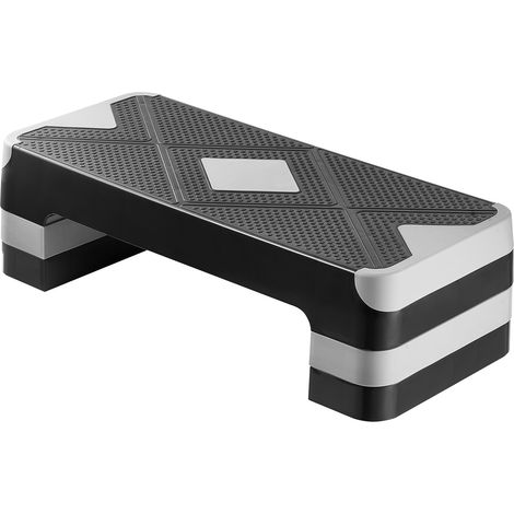 Mophorn Stepper d'aérobic fitness 71 cm de long, plateforme d'exercice réglable en hauteur avec 4 rehausseurs, surface antidérapante, idéal pour l'entraînement musculaire à domicile ou en salle, gris