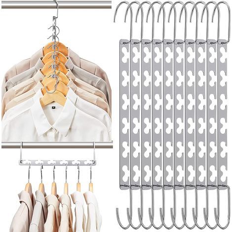 10 cintres magiques gain de place, plusieurs cintres gain de place pour pantalons et vestes, cintres gain de place pour armoire (1/5)