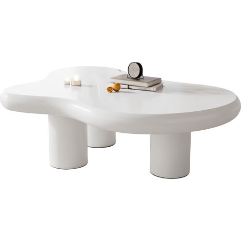 Table basse en forme de nuage blanche en MDF, design créatif 97 x 67 x 32 cm, légère et facile à déplacer, pour salon moderne - CHICFURN (1/5)