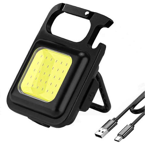 Lot de 2 mini lampes torches LED portables, lampe de travail de poche, lampe porte-clés, lampe d'extérieur USB, lampe de travail COB, lampe de camping