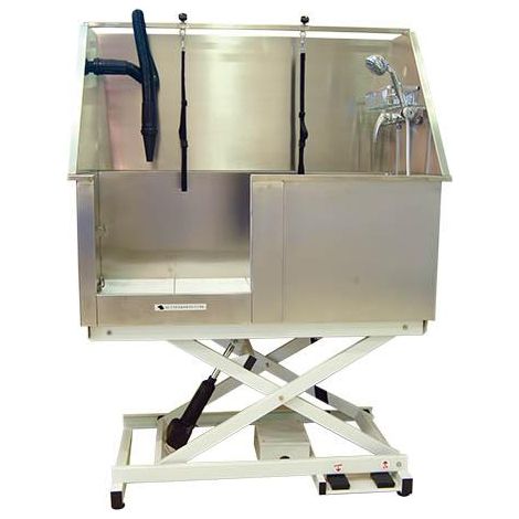 Baignoire pour chien adaptée aux coiffeurs canins Ibáñez Electric Tilting Stainless Steel Niagara avec porte. (1/5)