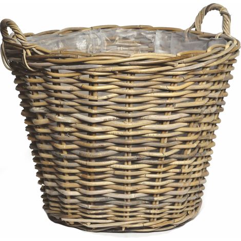 Weide Pflanzkorb natur - 45 cm - Holz Deko Blumen Topf Pflanzen Ständer Korb