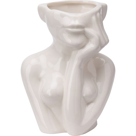 Vase Art Décor Mano Artiste Céramique Blanc Noir Moderne Décor Maison Cadeau Créatif [Céramique, Blanc ou Noir, 22 x 16 x 14cm ou 10cm x 28cm x 4cm, 1 vase] (1/5)