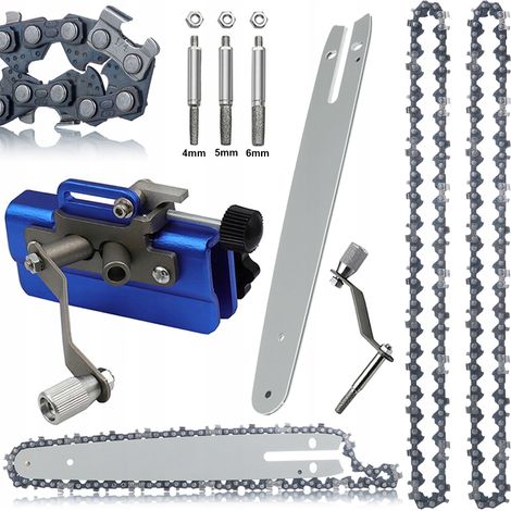 Rosfix Set Führungsschiene 8" + 2x Kette 1/4" + Handkurbel-Schärfer – Für Mini-Kettensäge  Gehärteter Stahl  1,3 mm Nutbreite  Holz- & Astschnitt  Kettensägenzubehör