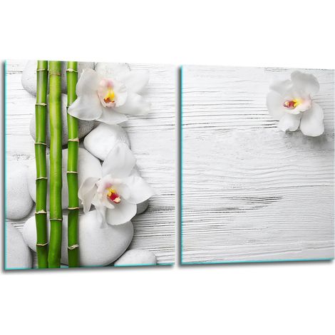 2x Glas-Schutzplatte für Herd 40x52 Blumen (1/5)