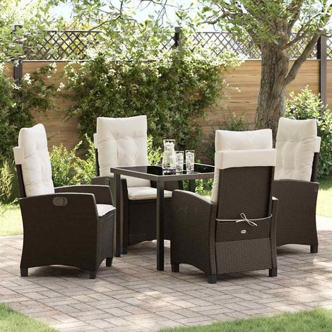 Garten Essgruppe 5 pcs Braun Poly-Rattan vidaXL (1/5)