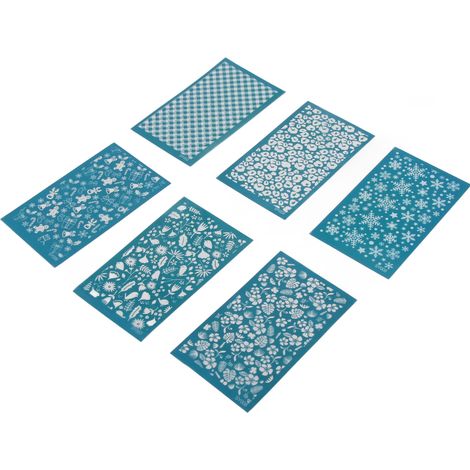 Lot de 6 pochoirs de sérigraphie pour pâte polymère, gabarits d'impression durables, kit DIY de tamponnage et modelage d'argile (1/5)