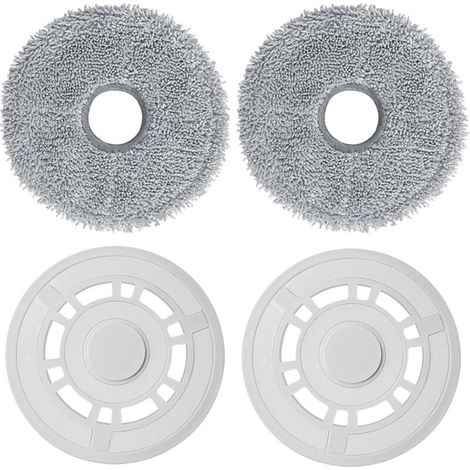 Serpillères de rechange avec support pour aspirateurs robots Xiaomi et Dreame (Blanc) (1/4)