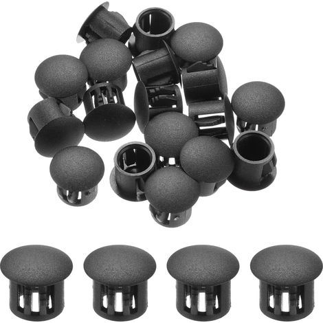 32 Bouchon de trou, 10mm Nylon Noir, Embout insertion, Pour tube meuble, Armoire (1/5)