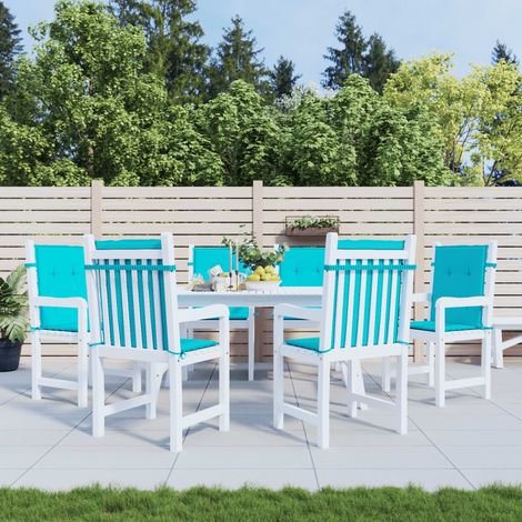 Coussins de chaise à dossier bas lot de 6 turquoise tissu (1/5)