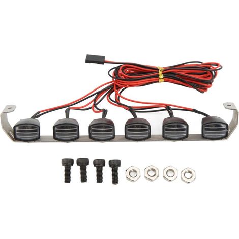 Barre lumineuse LED carrée pour toit, lampe de bricolage pour SCX10, véhicule radiocommandé 1/10, éclairage de traction avec 6 ampoules.