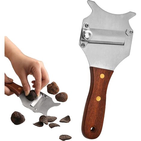 Coupe Truffe, Trancheur De Truffes Einstellbare Inox Avec Poignée En Bois, Rape A Fromage, Trancheur De Truffes Rasoir Eminceur Avec Trou Suspendu Für Chocolat Beurre Käse (1/5)