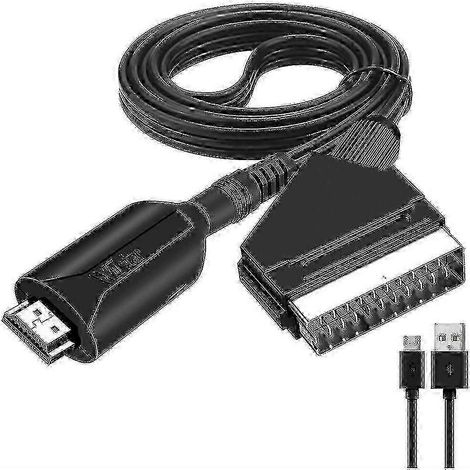 Câble HDMI vers SCART, 1 mètre de long, pour connexion directe et conversion du signal. (1/5)