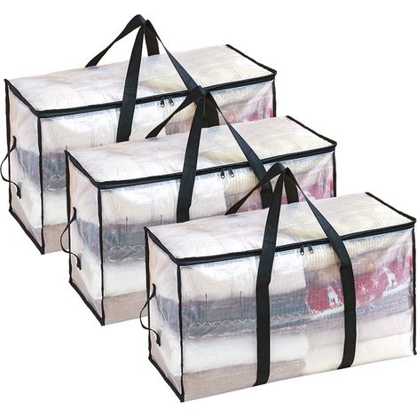 Sac de rangement transparent - sac de rangement - sac de déménagement - (3 pièces, 75l + 90l + 95L) (1/5)
