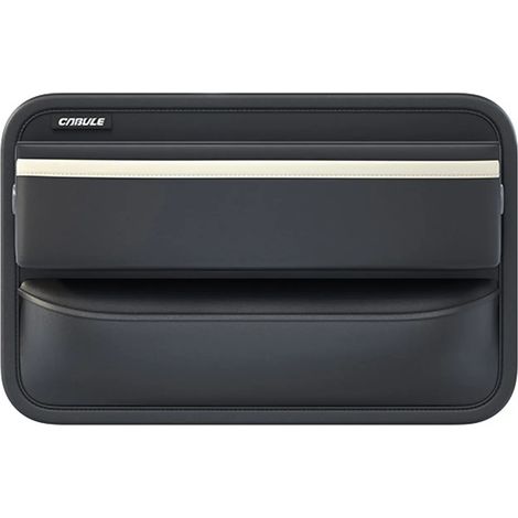 (1 pièce blanche) Boîte de rangement latérale en cuir PU noir pour console de voiture, avec porte-bouteille, pour combler les espaces entre les sièges. (1/5)