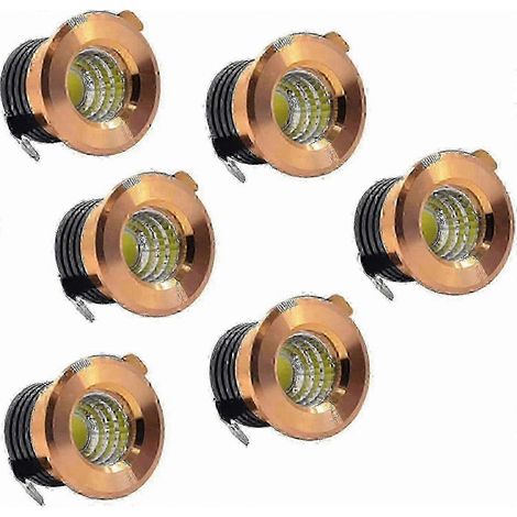 Spots encastrés LED blanc chaud 3W, lot de 6 mini spots, compatibles avec les armoires, les plafonds et les étagères. (1/5)