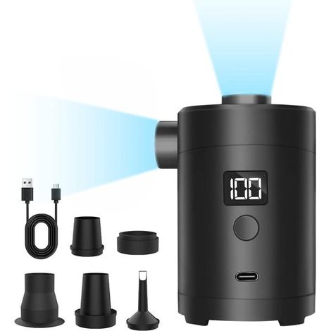 Bomba de aire eléctrica para colchón de aire, batería recargable, bomba de aire con 5 boquillas, 4000 mAh, bote inflable, flotador (1/5)