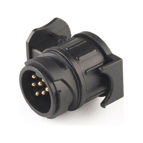Conector impermeable para remolque, de 13 pines a 7 pines, negro.