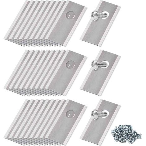 30 lame di ricambio, in acciaio inox al titanio, per robot tagliaerba, con viti, accessori per robot tagliaerba, compatibili con lame per tagliaerba, colore argento. (1/5)
