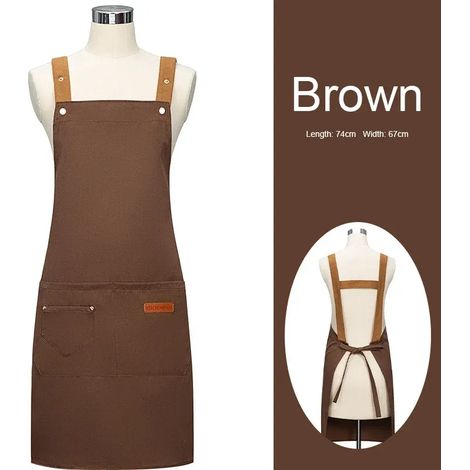 Tablier adulte en toile imperméable, idéal pour les pique-niques, les barbecues et le camping. Tablier mi-long ajustable avec poches et réchauds portables. (1/4)