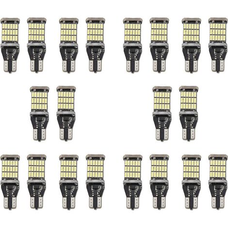 Lot de 20 ampoules LED T15 W16W pour feux de recul, culot 920/921/912, sans erreur, 4014, 45 SMD, pour feux stop et feux de signalisation, 12 V CC (1/5)