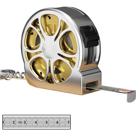 Mini mètre ruban creux, rétractable de 2 mètres, coque étanche antirouille et fonction de verrouillage pour plus de précision (doré) (1/5)