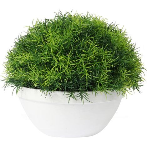Erba palla in vaso bianco da 25 cm (1/3)