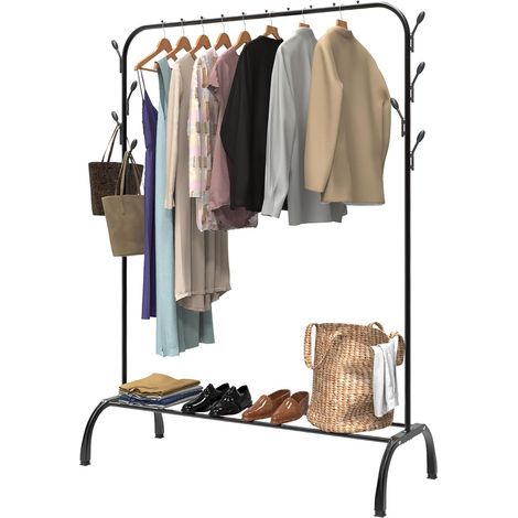 Cintre multifonctionnel, portemanteau à vêtements, présentoir, étagère à chaussures, cintre en métal, tige de suspension pour vêtements, présentoir, support de rangement vertical pour sacs (unipolaire (1/5)