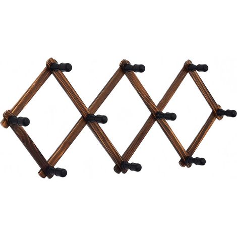 Portant à vêtements extensible et pliable avec fixation murale longueur déployée jusqu'à 97 cm dimensions 35 x 8 x 6,5 cm pour suspendre vêtements et accessoires couleur brun brûlé 1 pièce (1/5)