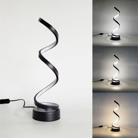 Lampe de chevet LED spirale ACKERMAN – lampe de table décorative moderne, 3 températures de couleur, pour chambre, salon et bureau (noir) (1/5)