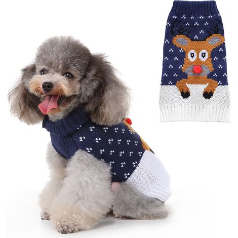 1 pull de Noël pour chien, en laine, taille M à XXL, vêtement hivernal tricoté, adapté aux chiens et chats (1/5)
