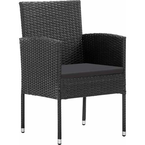 Maison Exclusive - Sedie da Giardino con Cuscini Neri 4 pz Nere in Polyrattan
