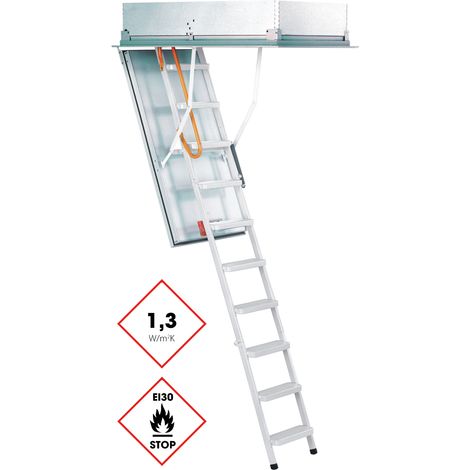 Minka Bodentreppe Type 12 Solid brandhemmend mit ISO-OD U-Wert 0,7 W/m2K bis 275cm Raumhöhe 130x70cm Deckenöffnung